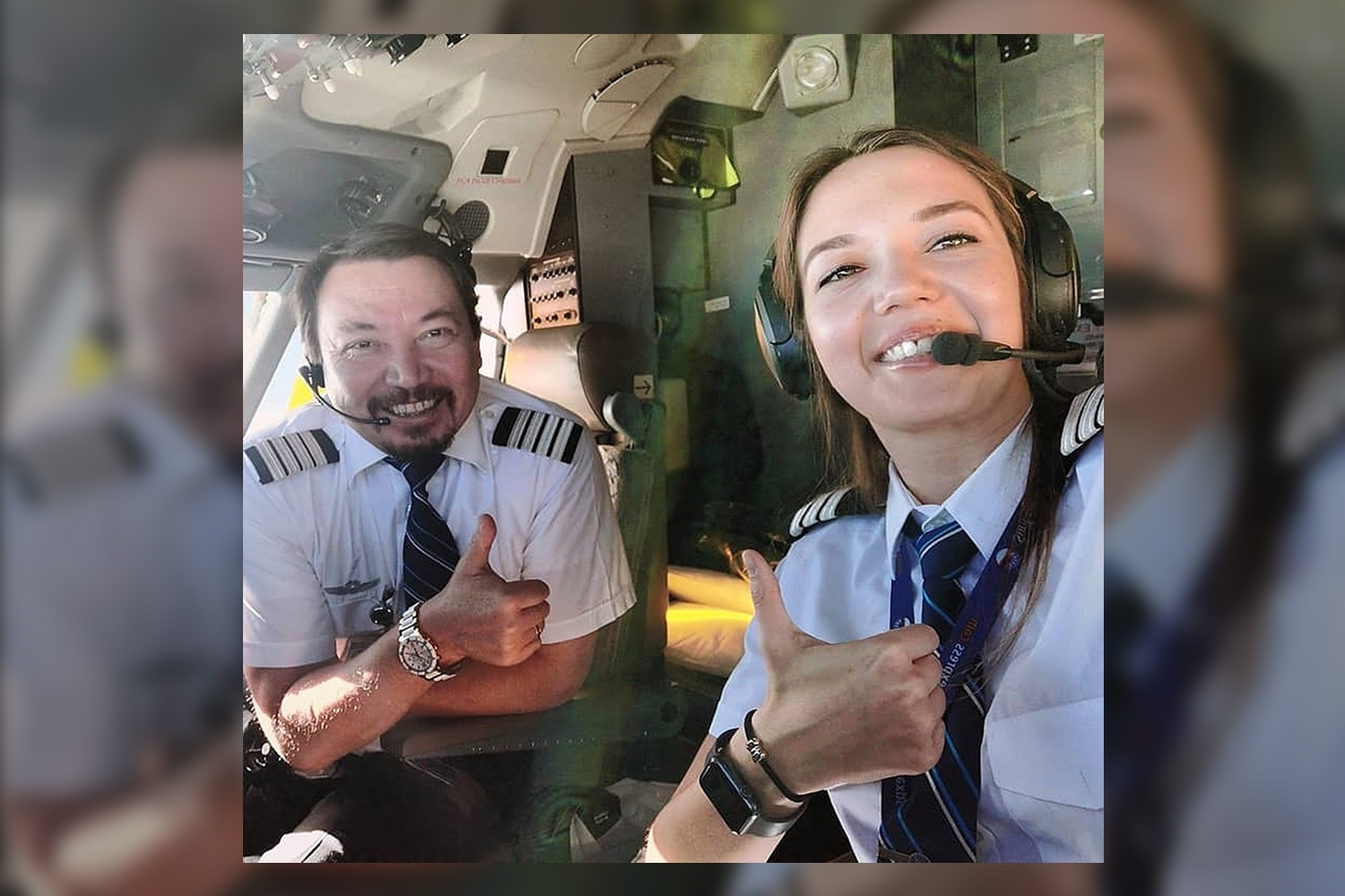 Father-daughter in the cockpit